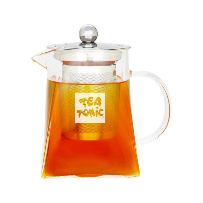 Tea Tonic Square Glass Tea Pot 400ml and 2 cups