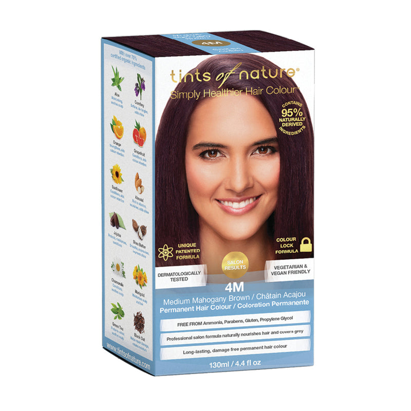 TINTS OF NATURE Medium Mahogany Brown 4M Permanent Organic Hair Colour 