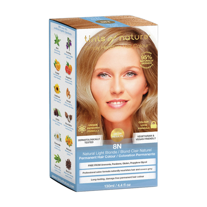 TINTS OF NATURE Natural Light Blonde - 8N Permanent Organic Hair Colour 