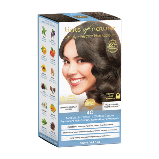 TINTS OF NATURE Permanent Organic Hair Colour Medium Ash Brown - 4C