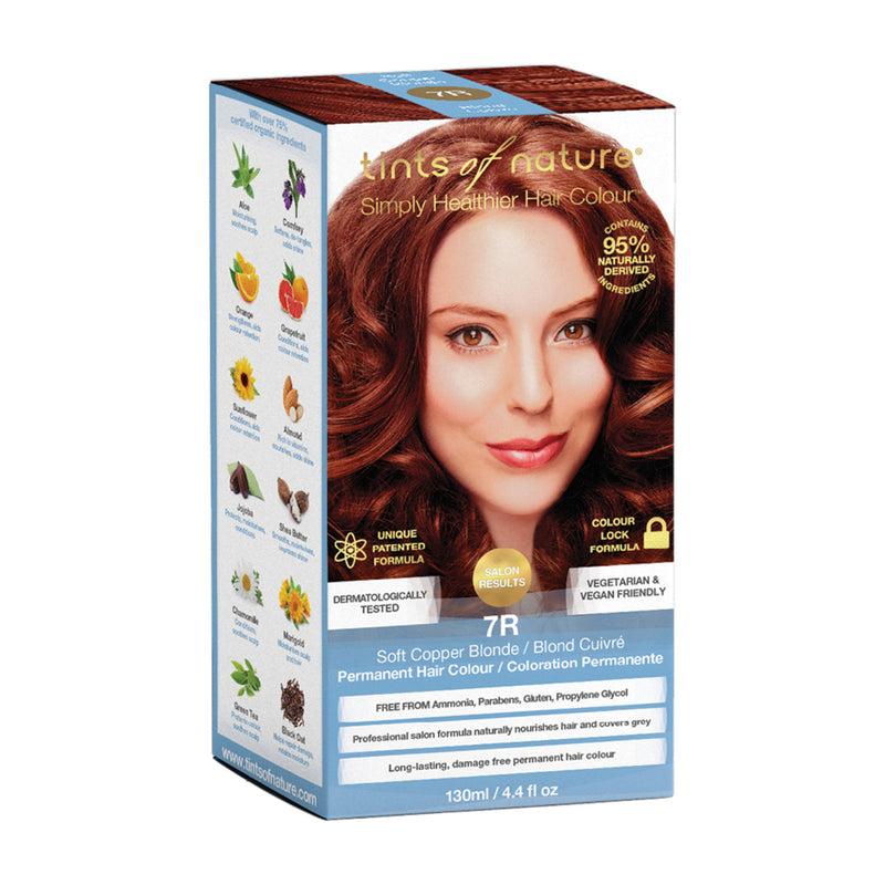 TINTS OF NATURE Soft Copper Blonde - 7R Permanent Organic Hair Colour - 120ml