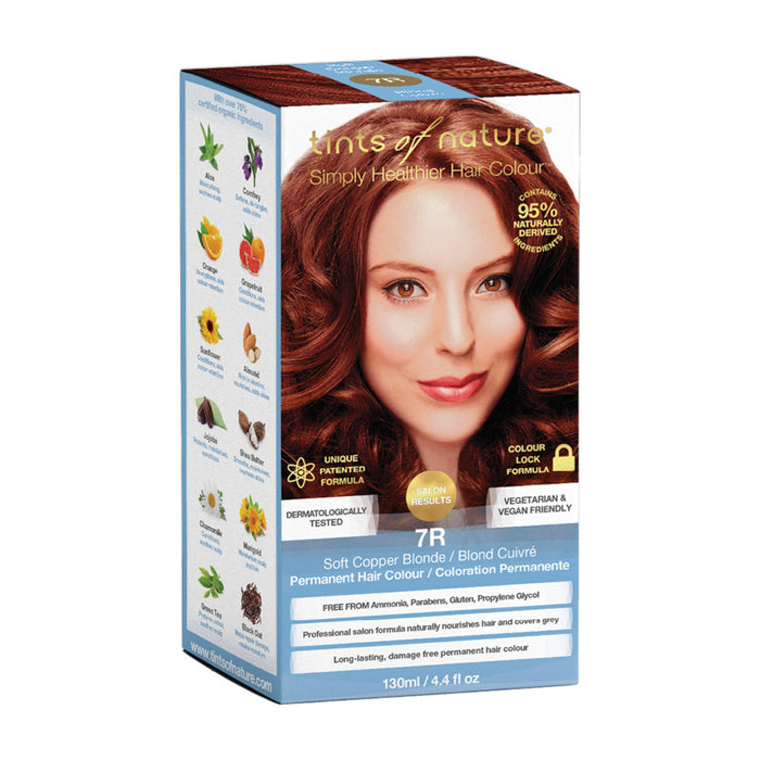 TINTS OF NATURE Soft Copper Blonde - 7R Permanent Organic Hair Colour - 120ml