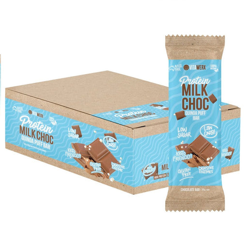 Vitawerx 12 Pack Quinoa Puff Milk Chocolate Protein Bars 12x35g