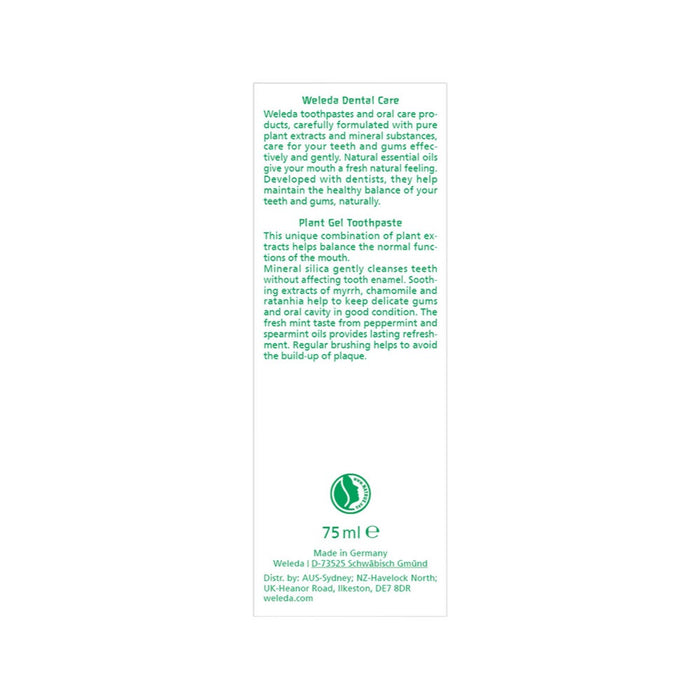 Weleda Oral Care Organic Toothpaste Plant Gel (Spearmint Flavour) 75ml