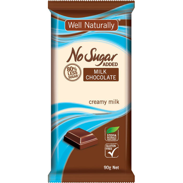 Well Naturally No Added Sugar Creamy Milk Block Milk Chocolate 90g