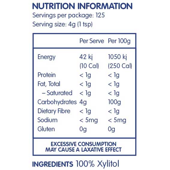 NATURALLY SWEET Xylitol 500g Nutritional Information