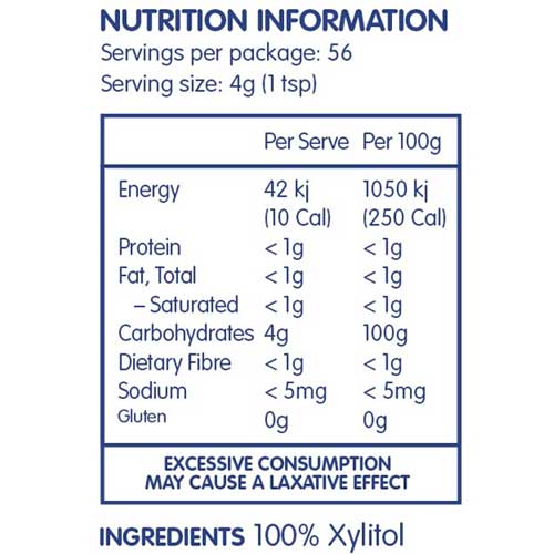 NATURALLY SWEET Xylitol 225g Nutritional Information