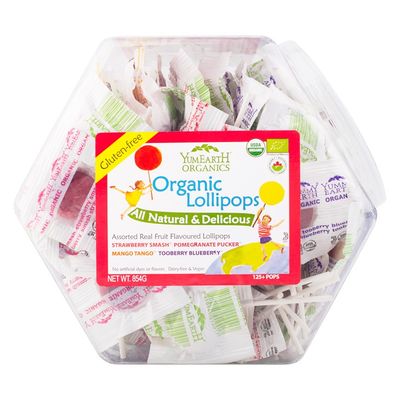 YUMEARTH Organic Lollipops Counter Tub Assorted 854g/125+ lollipops