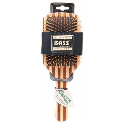 BASS BRUSHES Bamboo Wood Hair Brush Large Square Paddle 1