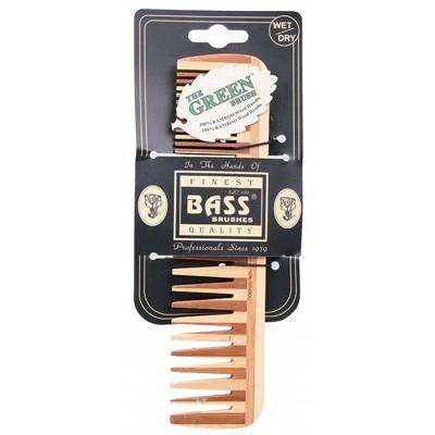 BASS BRUSHES Bamboo Wood Tortoise Comb Large - Wide & Fine Tooth 1