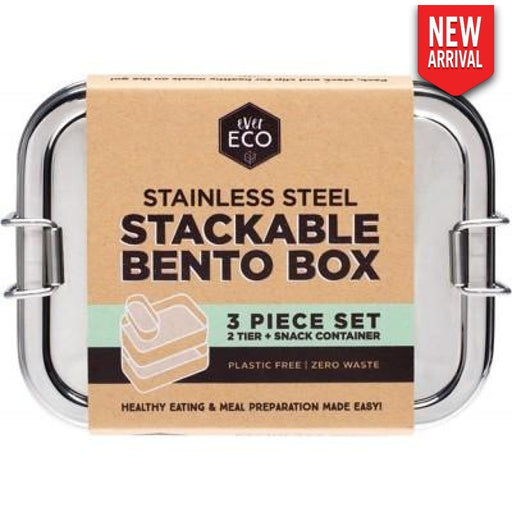 EVER ECO Stainless Steel Stackable Bento 2 Tier + Mini Snack Container 1200ml
