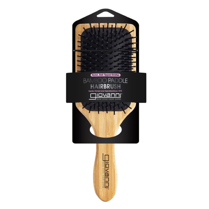 GIOVANNI Bamboo Hair Brush Paddle - Nylon, Ball-Tipped Bristles