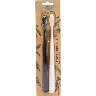 THE NATURAL FAMILY CO. Bio Toothbrush (Twin Pack) Pirate Black & Ivory Desert