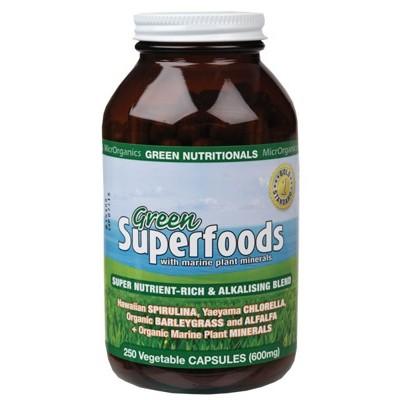 GREEN NUTRITIONALS Organic Green Superfoods 250 VegeCaps (600mg)