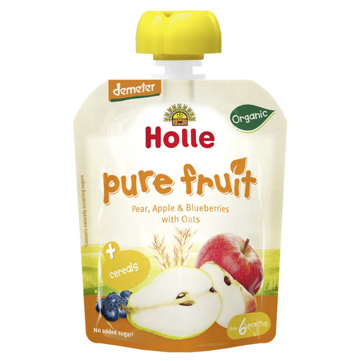 Holle Organic Pouch Pear, Apple & Blueberries with Oats 90g