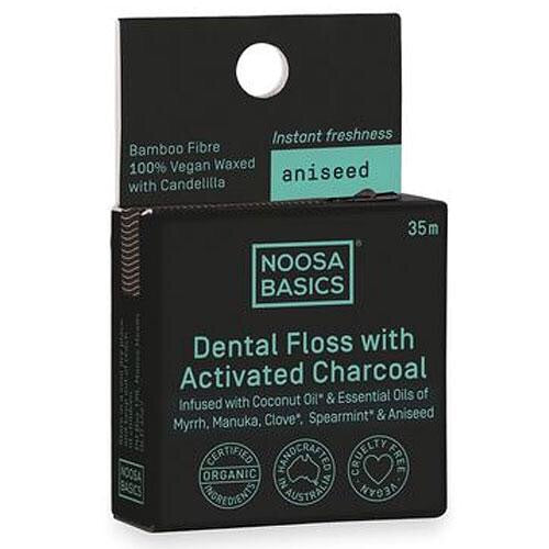 NOOSA BASICS Dental Floss with Activated Charcoal Spearmint 35m