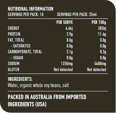 LOTUS Organic Tamari 250ml Nutritional Chart