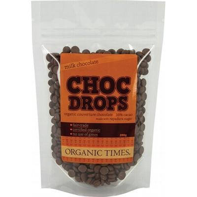 ORGANIC TIMES Milk Chocolate Choc Drops 200g