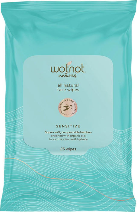 WOTNOT Organic Sensitive Skin Facial Wipes 25 pack