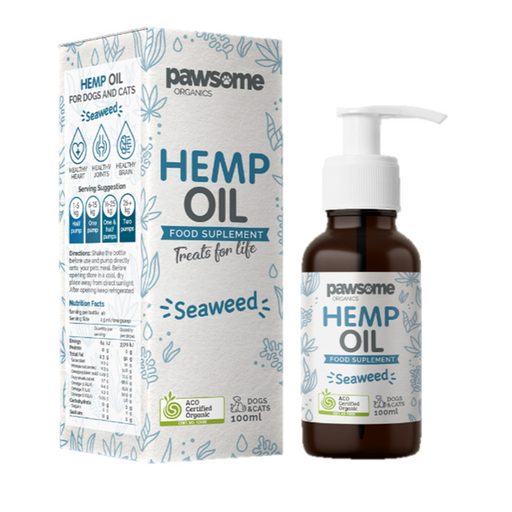 Pawsome Organics 100ml Pet Hemp Oil Seaweed For Dogs & Cats