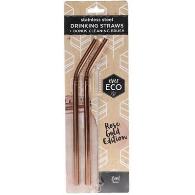 EVER ECO Stainless Steel Straws- Bent Rose Gold Edition 2
