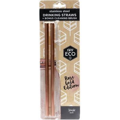 EVER ECO Stainless Steel Straws- Straight Rose Gold Edition 2