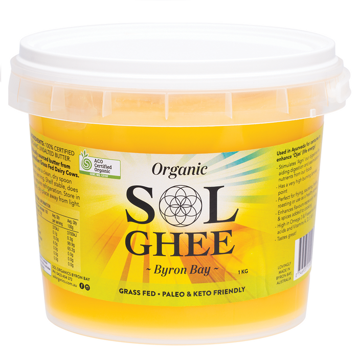 Sol Organics Organic Ghee - Unsalted Butter from Grass-Fed Cows